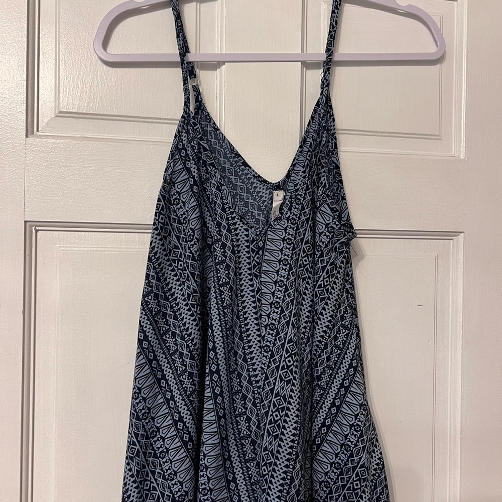 Elan Navy and Light Blue Patterned Jumpsuit